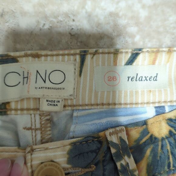 Anthropologie Relaxed Chino Pant Tropical Print 26 - Picture 5 of 9